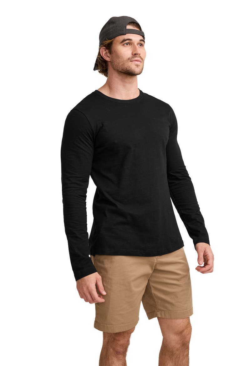 Mens Made2Fit Long Sleeve Crew Neck T-Shirt, Alternate, color, Black