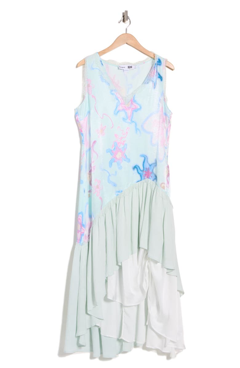 Desigual Sleeveless High-Low Shift Dress, Main, color, Light Blue