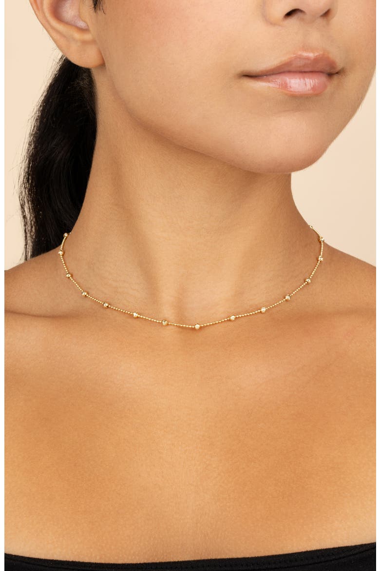 Rumor Cubic Zirconia Station Necklace, Alternate, color, GOLD