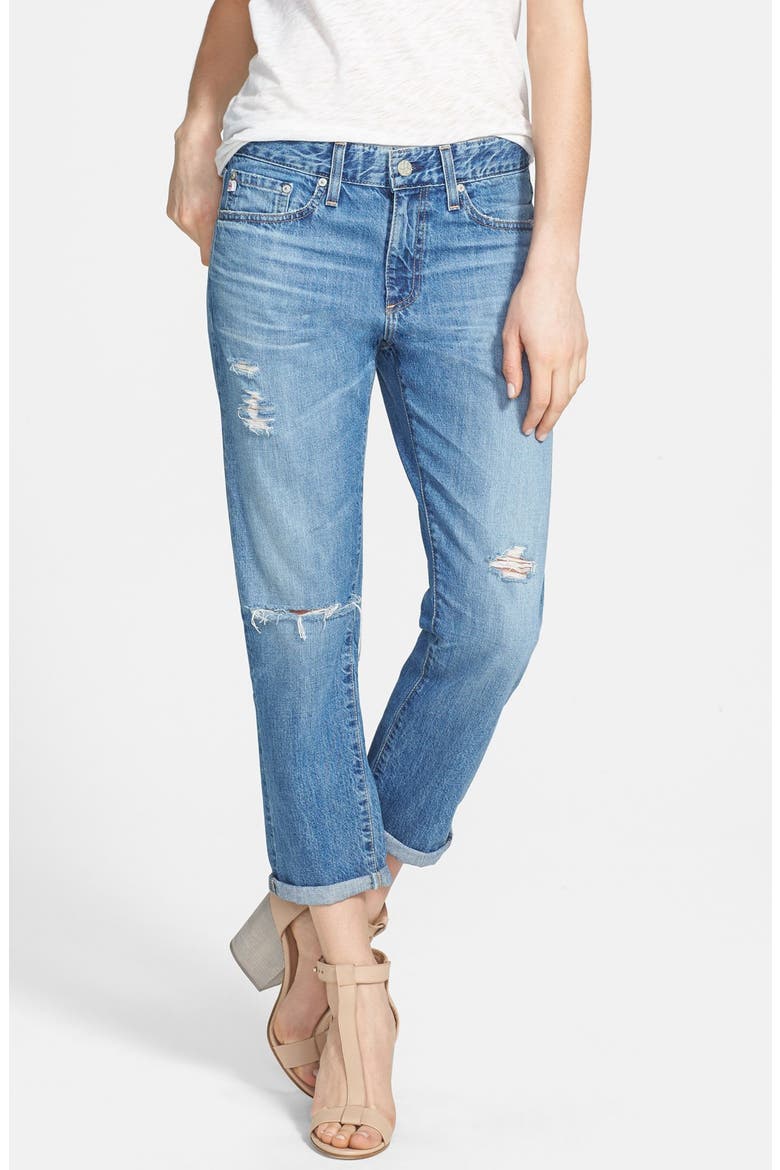 'Drew' Destroyed Boyfriend Jeans, Main, color, 14 YEAR TAILSPIN