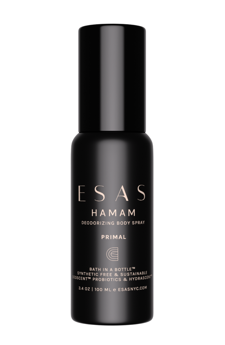 Esas NYC Primal Hamam Organic Deo Body Spray - Warm Spice & Ambered Woods, Main, color, Black