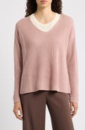 Eileen Fisher V-Neck Organic Cotton & Tencel Lyocell Sweater