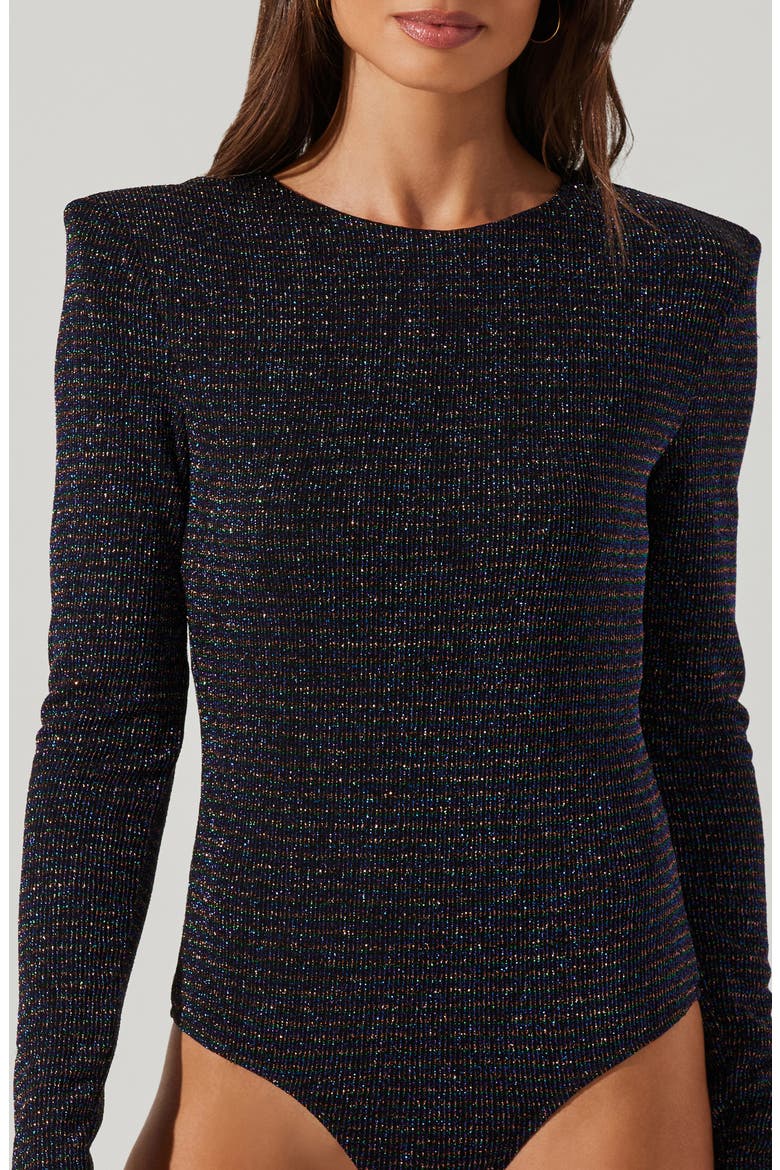 Metallic Long Sleeve Bodysuit, Alternate, color, BLACK PURPLE MULTI