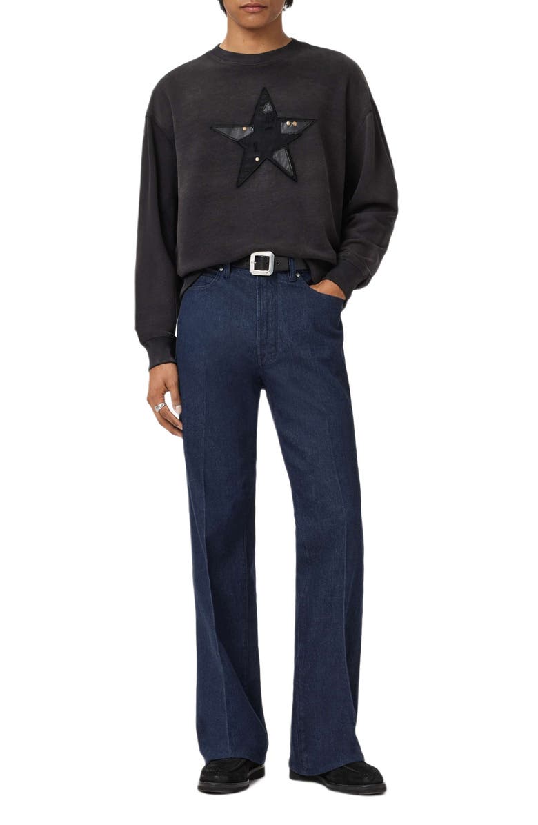 John Varvatos Mended Star Sweatshirt, Alternate, color, Black