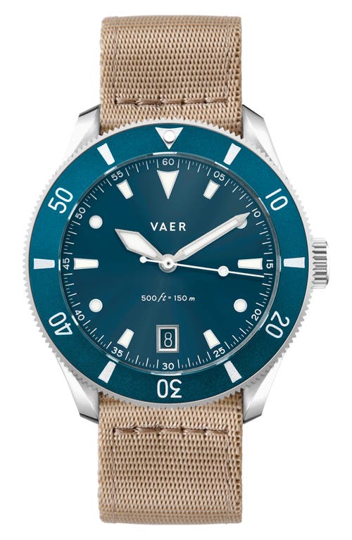 Vaer Ds2 Meridian Navy Solar Watch, 39mm In Navy