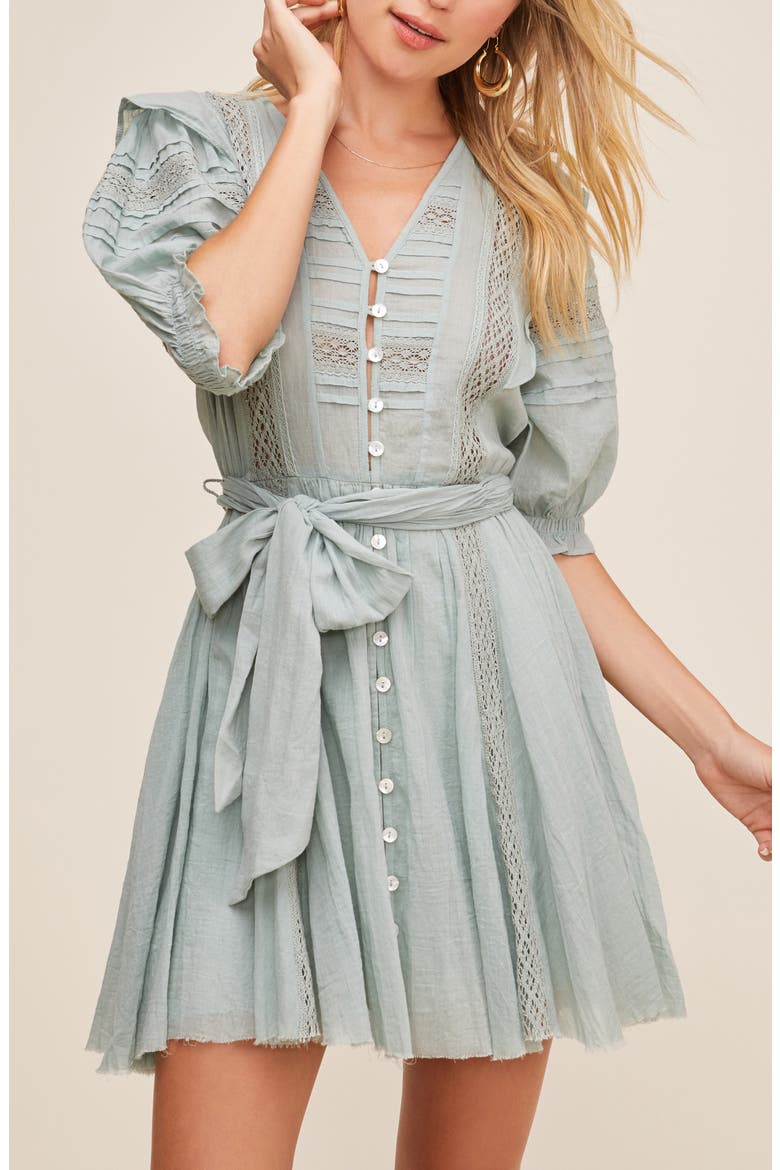 Remedy Lace Inset Minidress, Alternate, color, SAGE