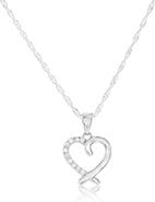 Donatello Gian Sterling Silver Crystal Heart Pendant Necklace