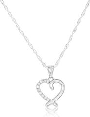 Donatello Gian Sterling Silver Crystal Heart Pendant Necklace