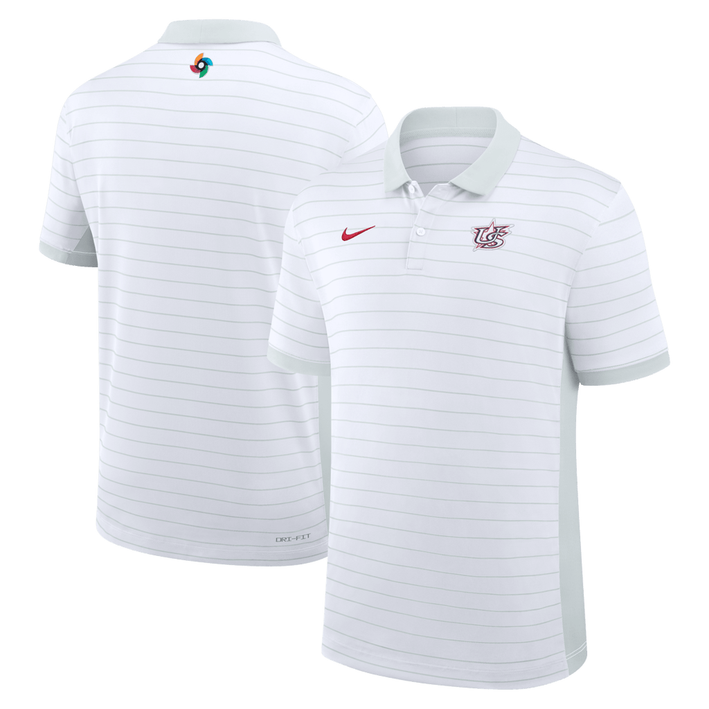 Nike White Usa Baseball 2026 World Baseball Classic Victory Striped Dri-fit Polo