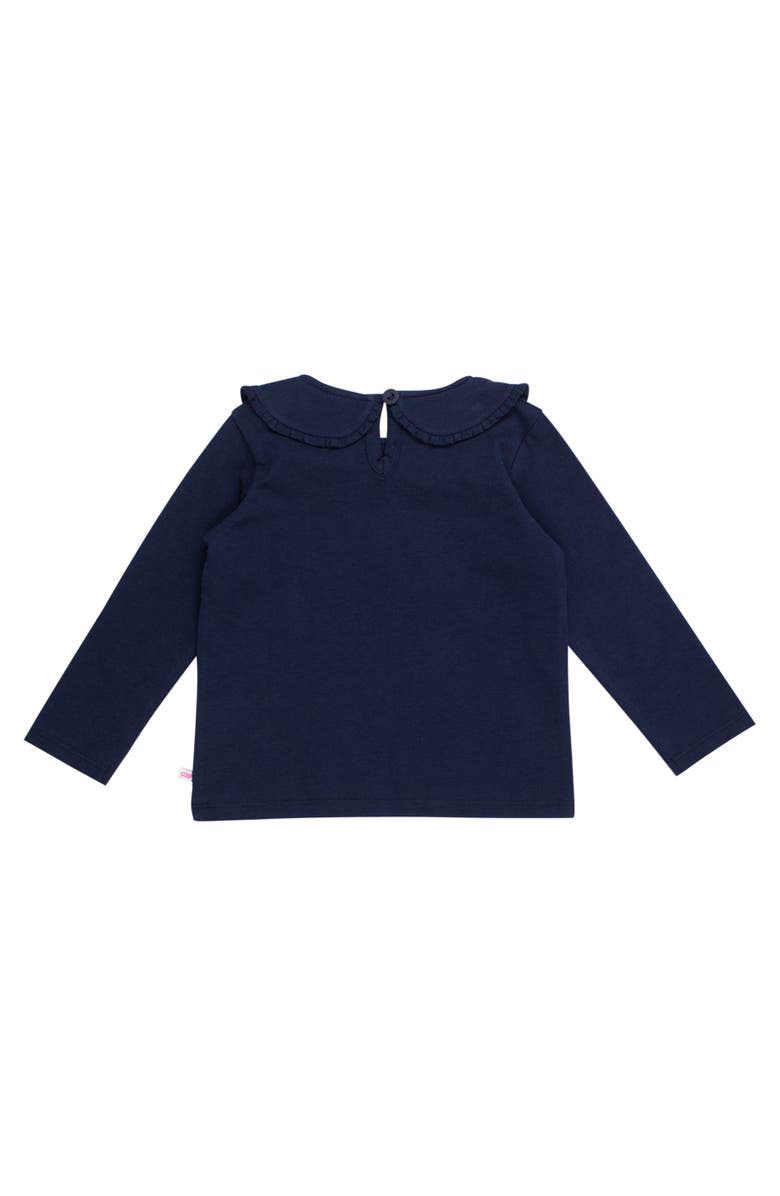 RuffleButts Knit Long Sleeve Ruffle Peter Pan Tee, Alternate, color, Dark Navy