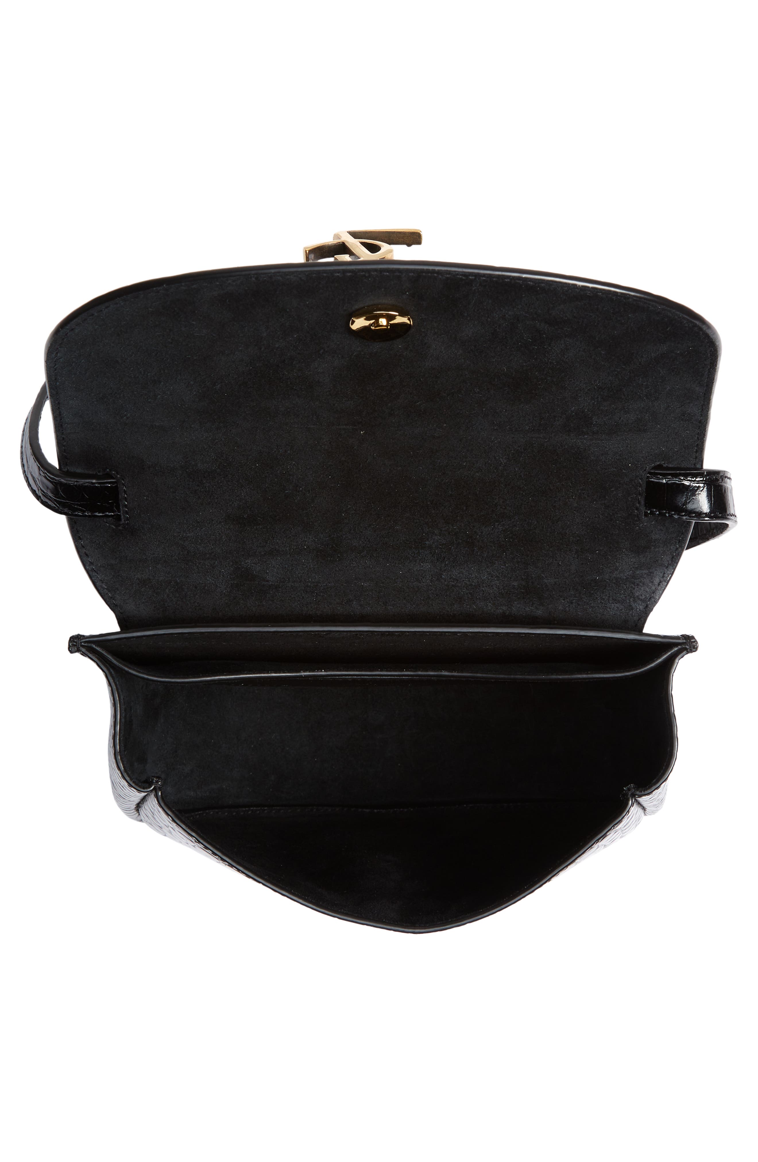 Saint Laurent Kaia Croc Embossed Leather Crossbody Bag, Alternate, color, 