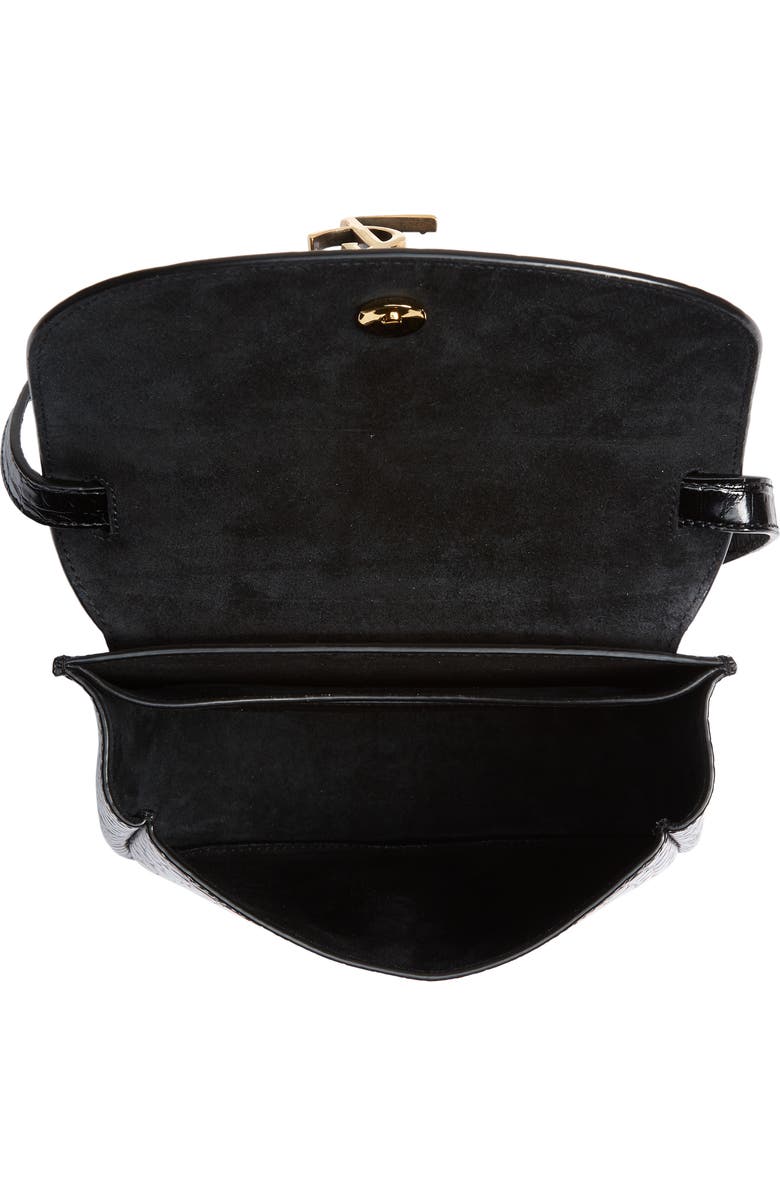 Saint Laurent Kaia Croc Embossed Leather Crossbody Bag, Alternate, color,