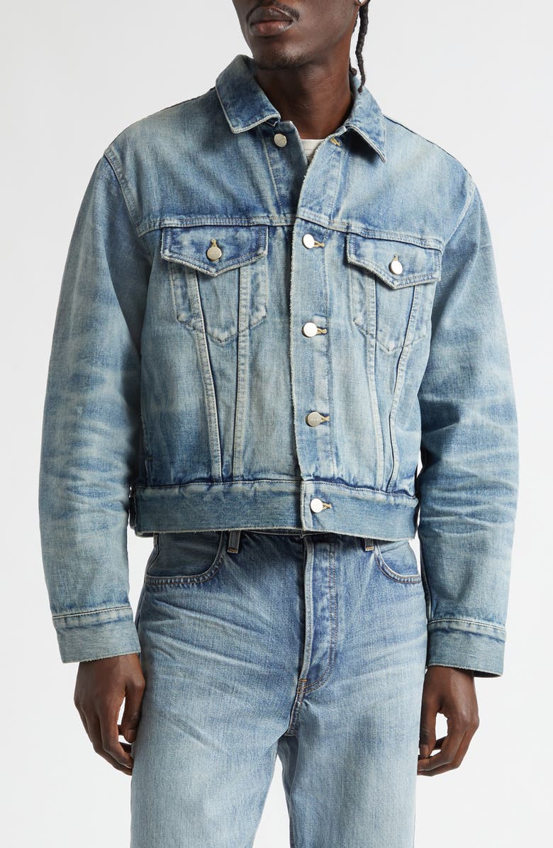 Fear of God Classic Selvedge Denim Trucker Jacket, Main, color, Vintage Indigo