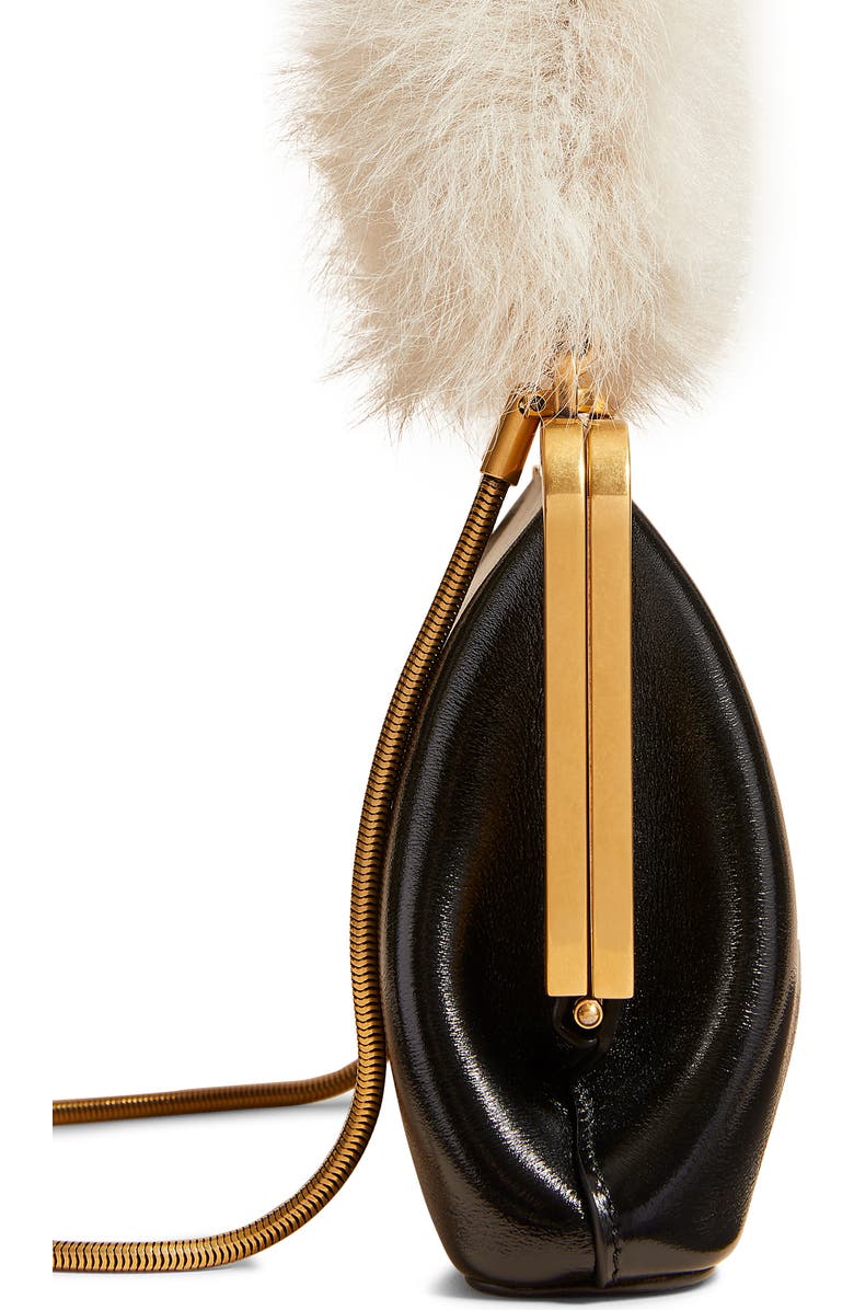 Khaite Small Lilith Patent Leather Handbag with Genuine Shearling Handle, Alternate, color,