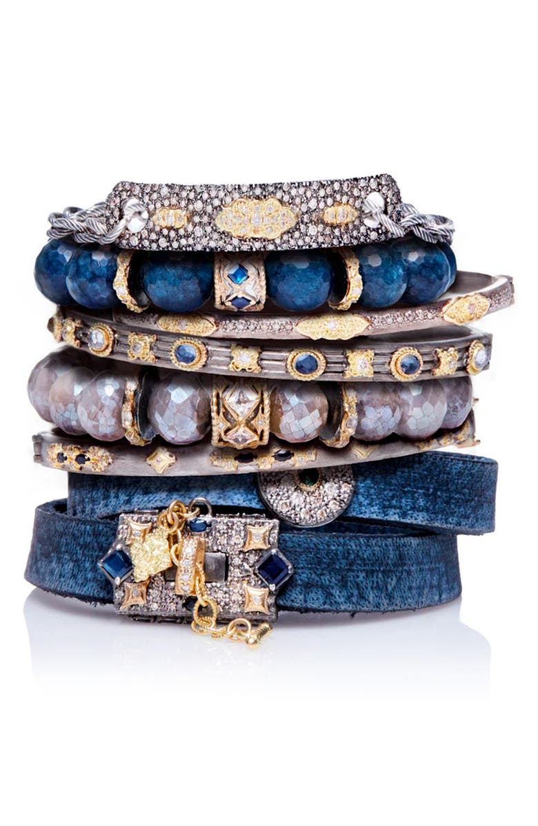 Armenta Pavé Huggie Bracelet, Alternate, color, Silver