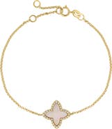 EFFY 14K Yellow Gold Diamond,Mother of Pearl Clover Bracelet