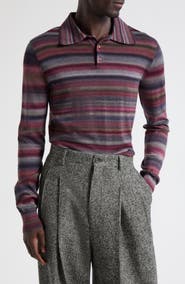 Dolce&Gabbana Mélange Stripe Wool Polo Sweater