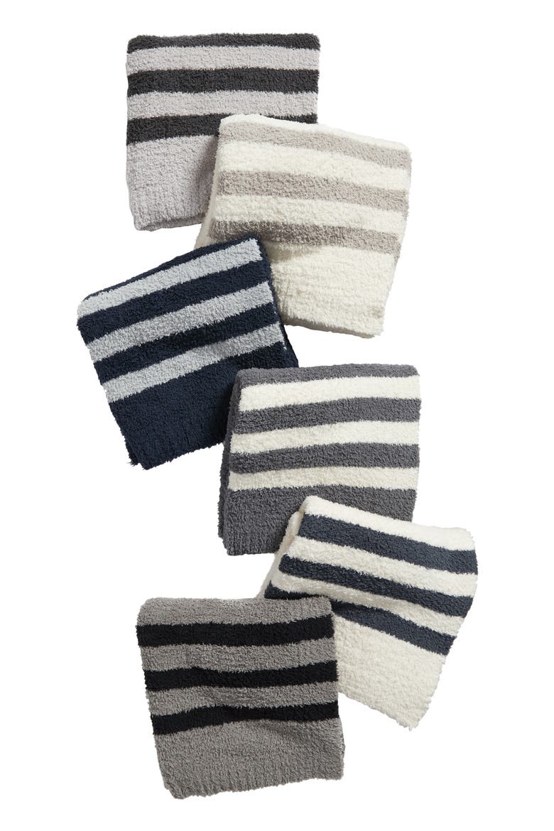 Barefoot Dreams Cozychic® Tri Stripe Throw Blanket, Alternate, color, OYSTER/ CARBON