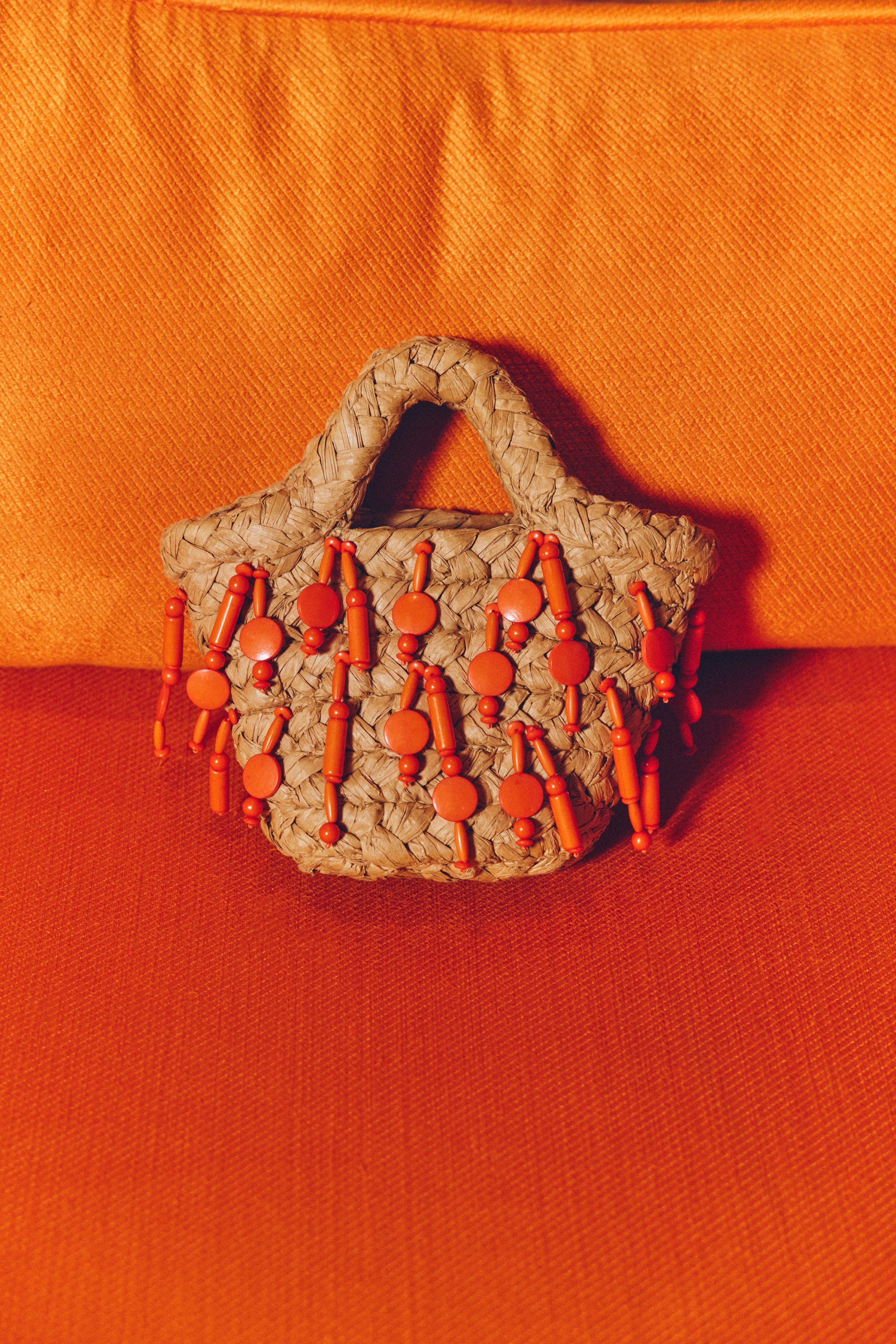 SIMONMILLER Beaded Shelly Bag, Alternate, color, Natural/Orange