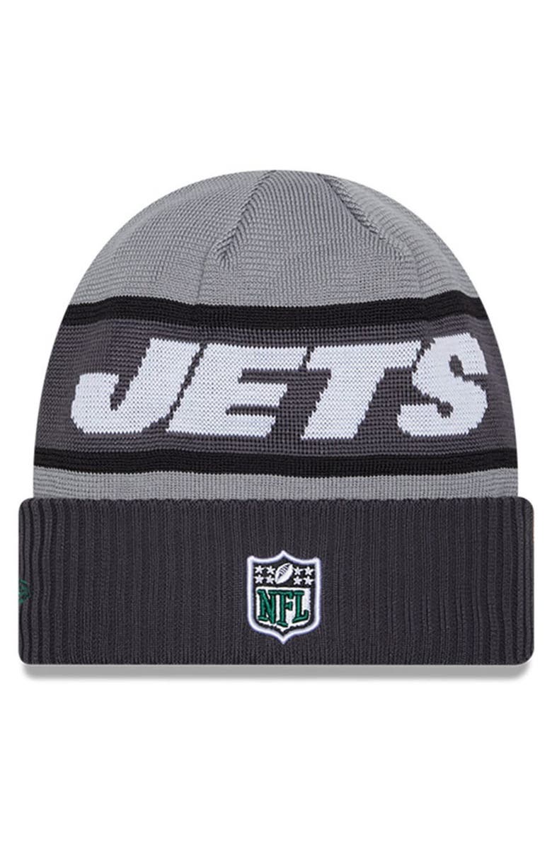 New Era Men's New Era  Gray New York Jets 2023 Sideline Tech Cuffed Knit Hat, Alternate, color, Gray