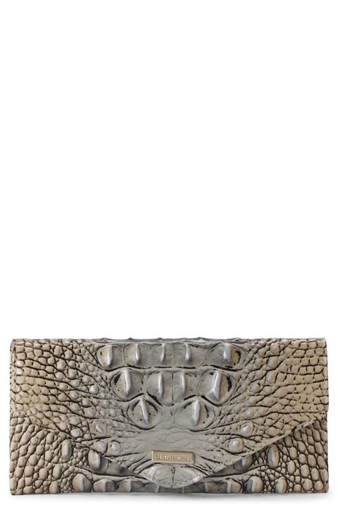 Veronica Melbourne Croc Embossed Leather Envelope Wallet