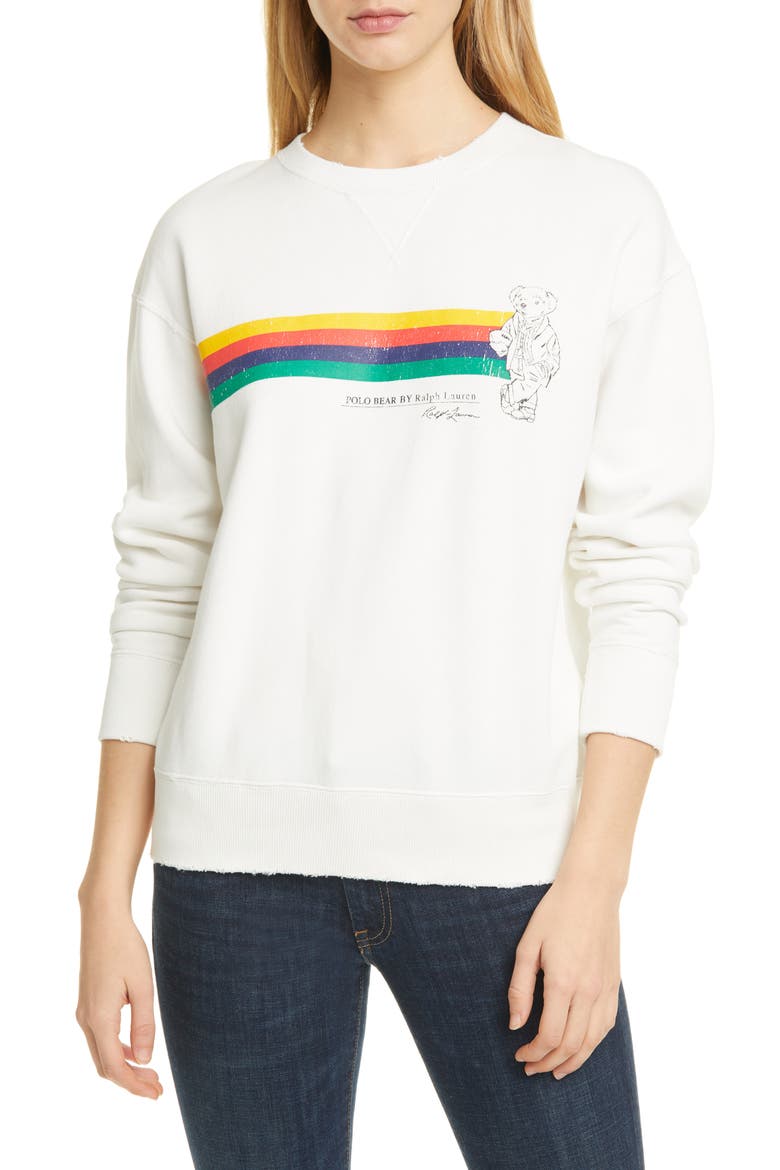 Polo Bear Sweatshirt, Main, color, DECKWASH WHITE