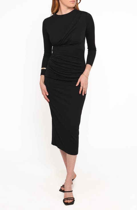Rogan Ruched Long Sleeve Midi Dress