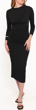 Petal & Pup Rogan Ruched Long Sleeve Midi Dress