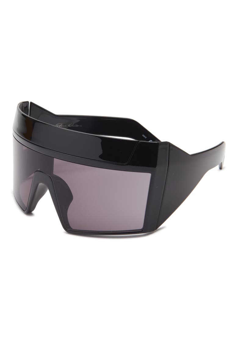 x SUICIDEBANDOFFICIAL Rev Shiny Shield Sunglasses, Alternate, color, BLACK TEMPLES/BLACK LENS