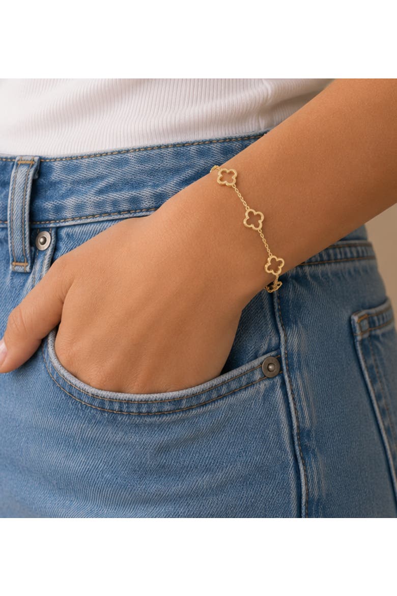 Gold-Flashed Clover Bracelet, Alternate, color, Gold