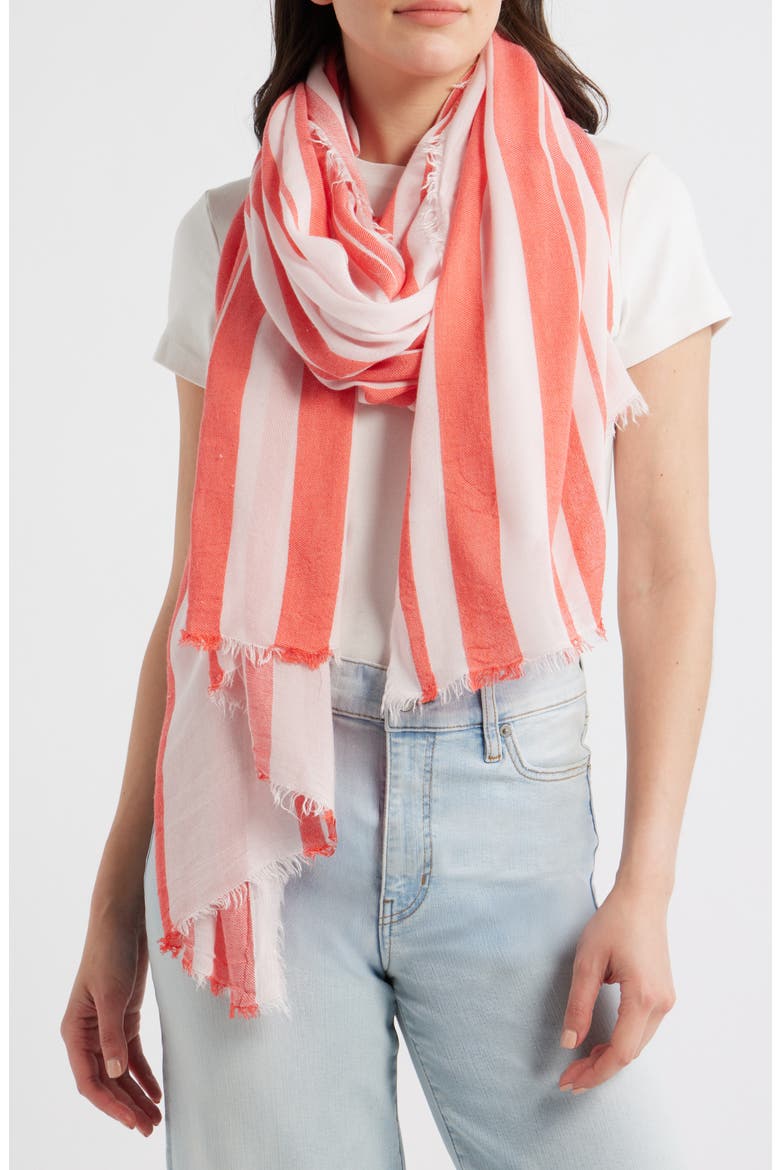 Sheer Stripe Pareo Wrap, Alternate, color, PINK- RED