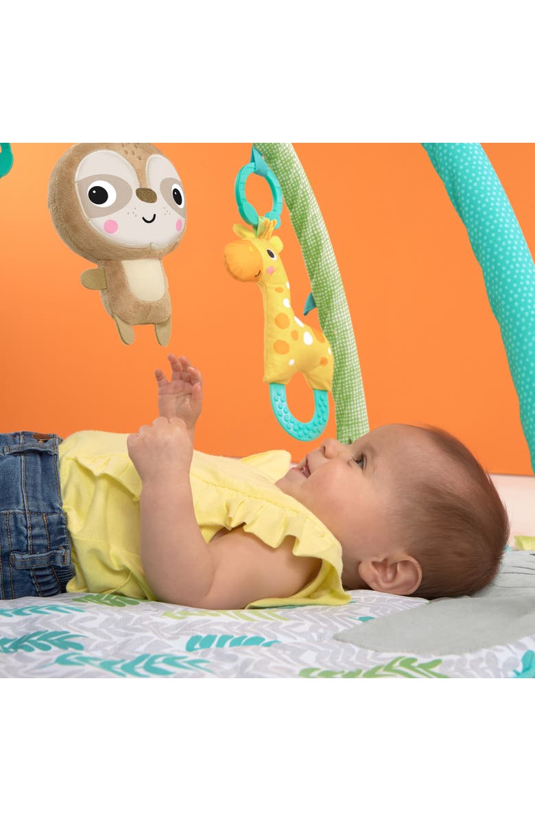 BRIGHT STARTS Hug n Cuddle Elephant Baby Gym and Tummy Time Play Mat with Toys, Alternate, color, Green