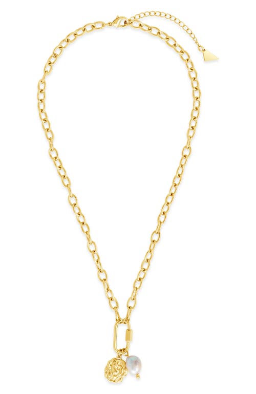 Sterling Forever Jaxie Carabiner Charm Necklace In Gold