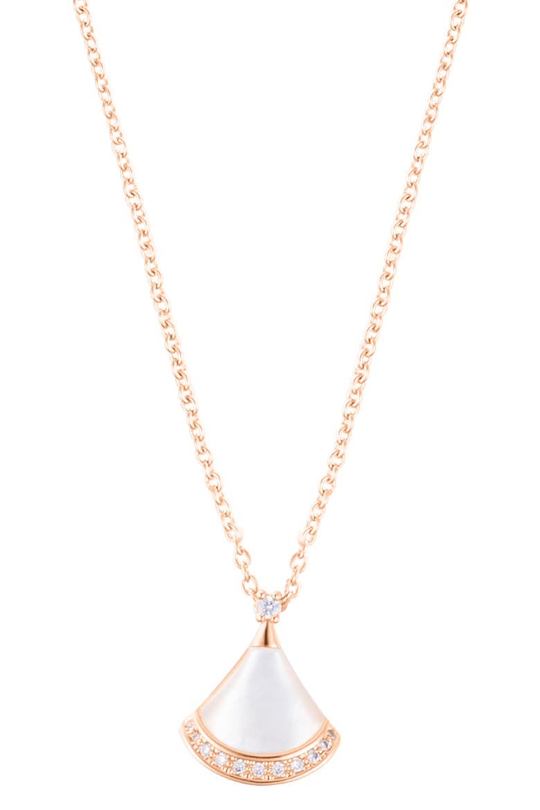 Mother-Of-Pearl Fan Pendant Necklace, Main, color, PINK