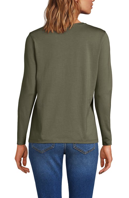 Lands' End Relaxed Supima Cotton Long Sleeve V-neck T-shirt In Green