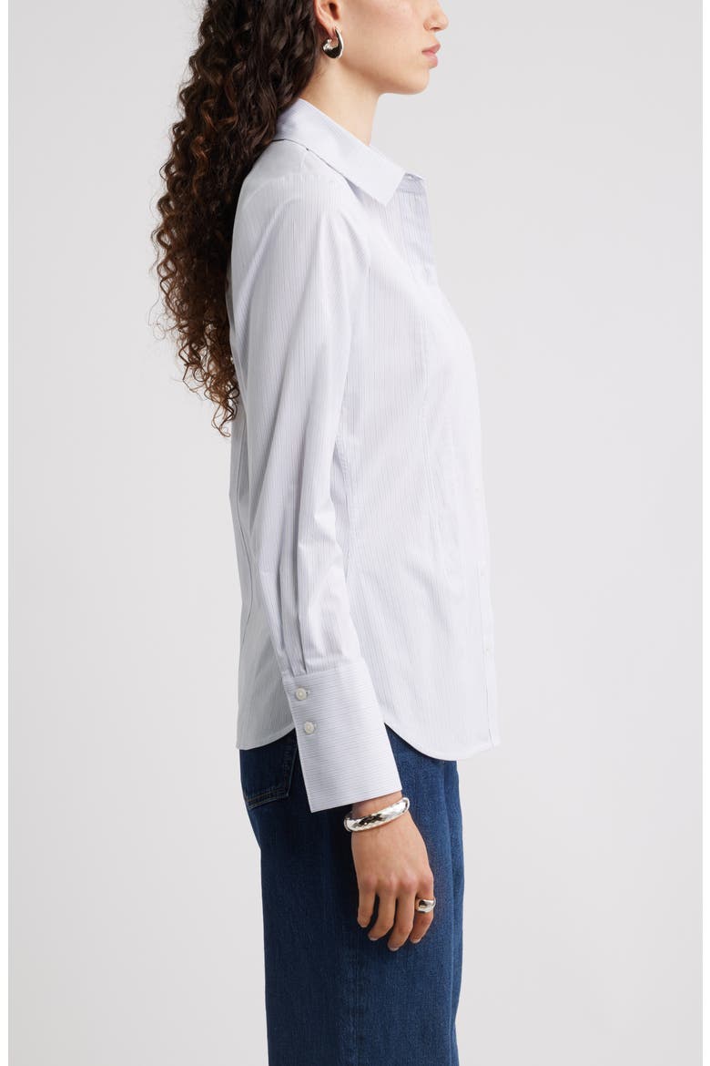 Poplin Waisted Button Down Shirt, Alternate, color, BLUE- WHITE STRIPE