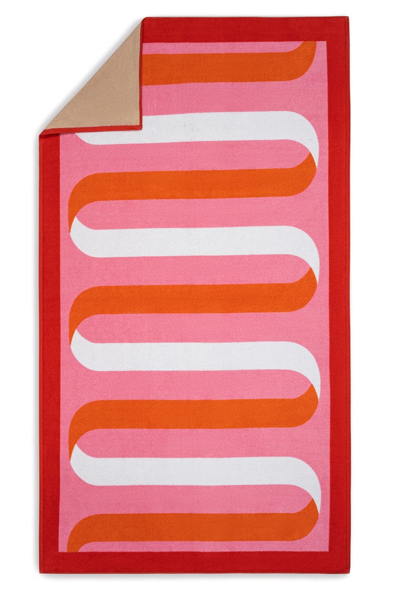 Ribbon Beach Towel, Main, color, FLAMINGO