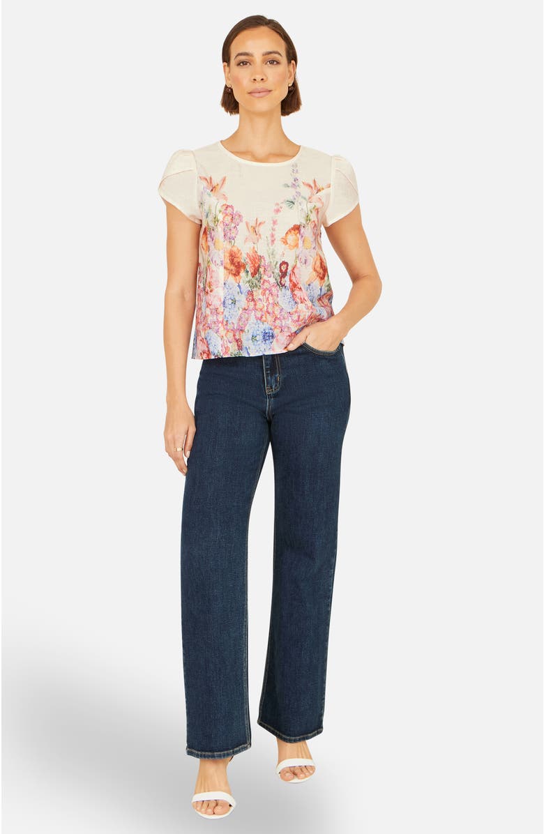 Yumi Floral Border Top, Alternate, color, Pink