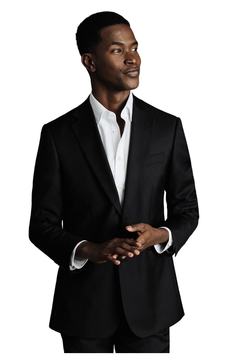 Charles Tyrwhitt Slim Fit Twill Natural Stretch Suit Jacket, Main, color, Black