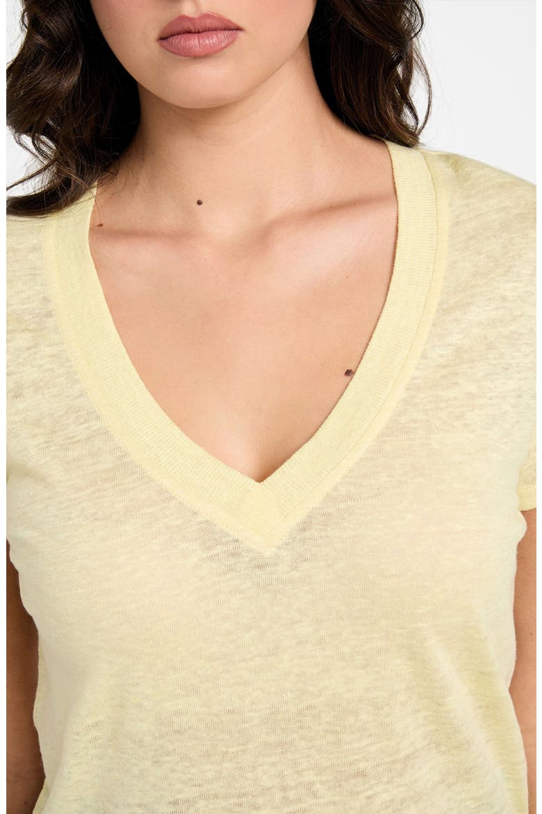 Lindsey V-Neck Linen T-Shirt, Alternate, color, COTTON YELLOW
