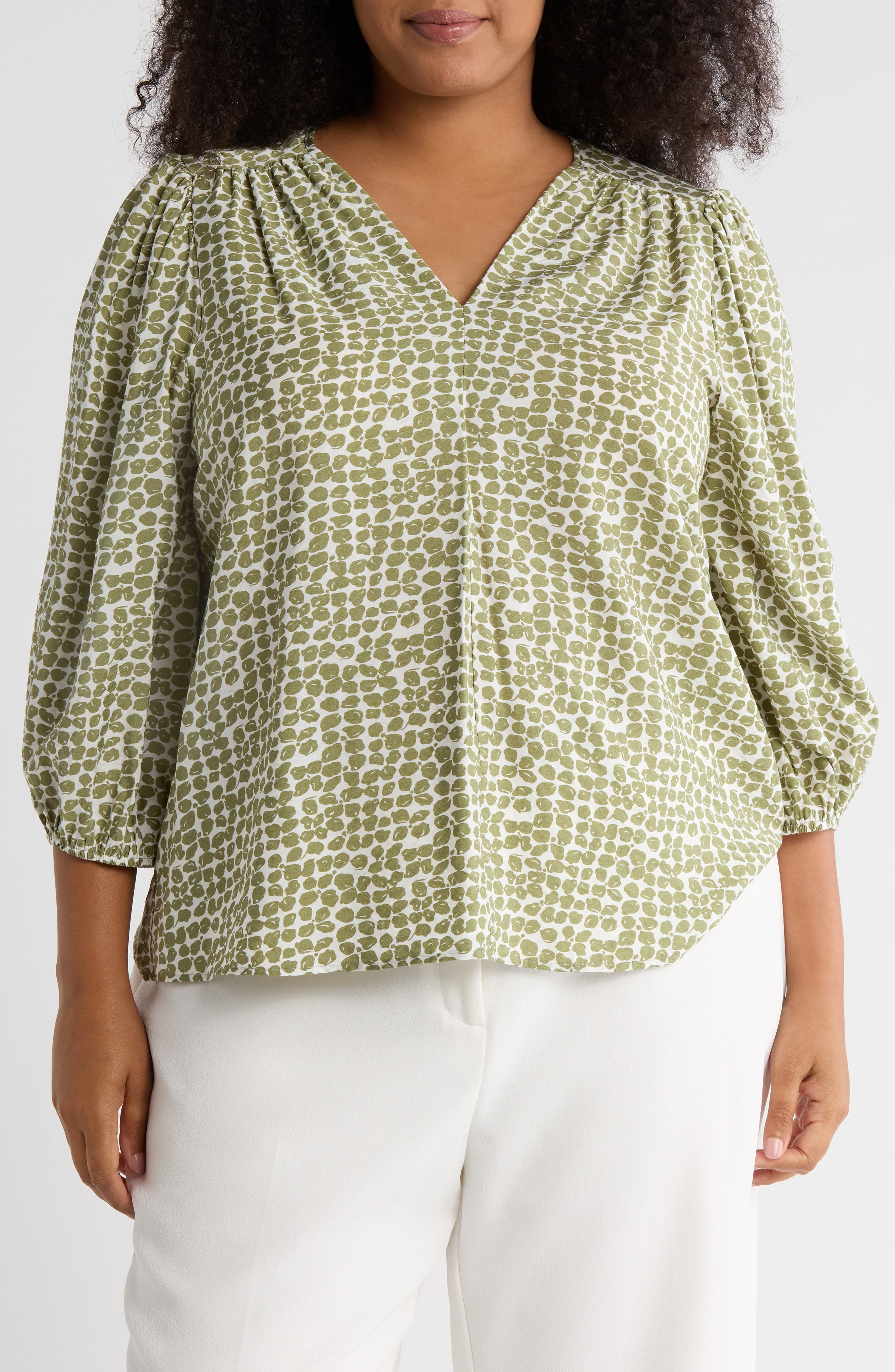 V-Neck Balloon Sleeve Top - image 3