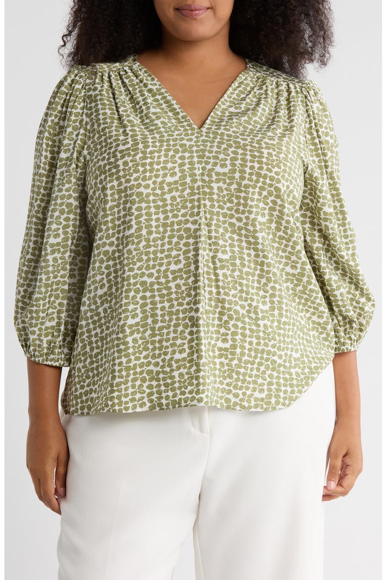 V-Neck Balloon Sleeve Top, Main, color, OLIVE