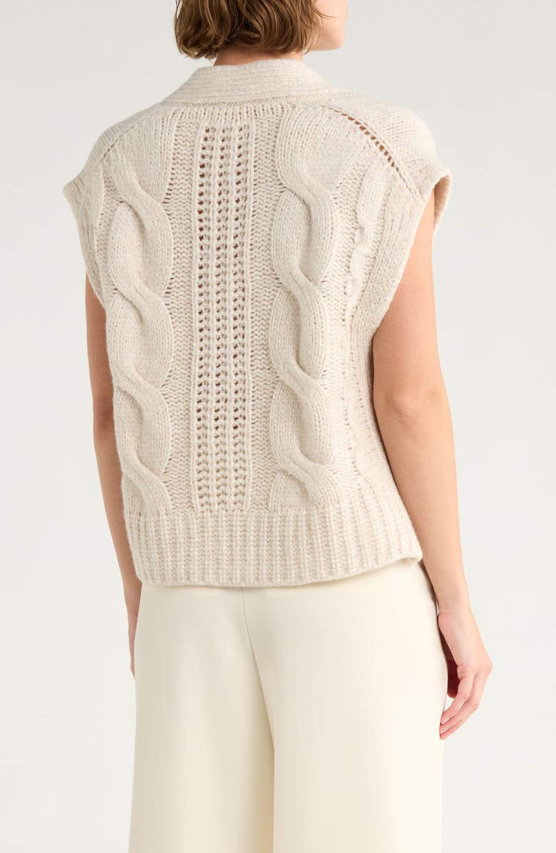 Ramy Brook Adelaide Cable Knit Sleeveless Sweater, Alternate, color, Oatmeal Cable