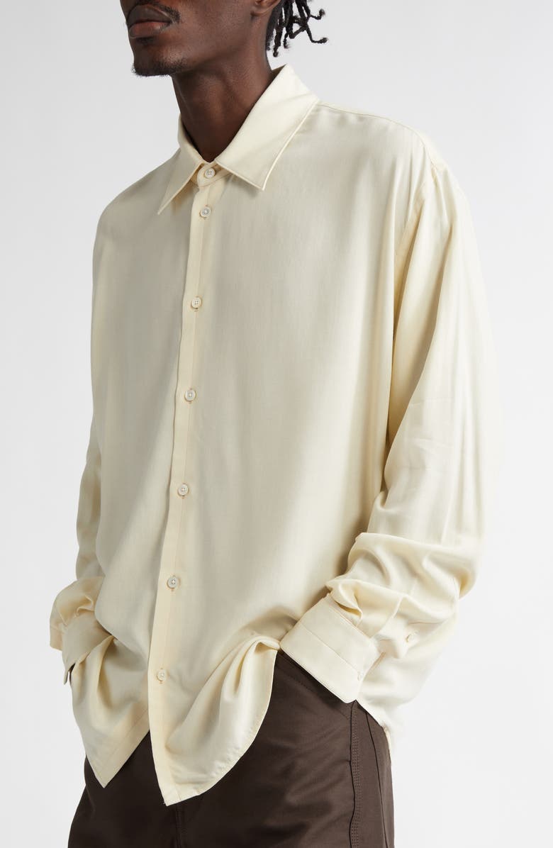 Lemaire Relaxed Fit Button-Up Shirt, Alternate, color, Cream Ye507