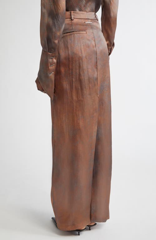 Grace Ling Pillar Silk Organza Maxi Skirt In Rust Brown