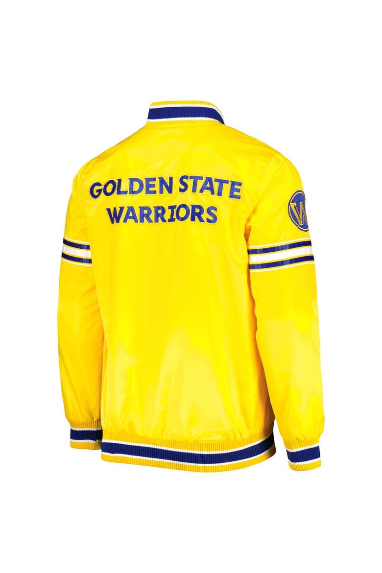 Men's Starter Gold Golden State Warriors Slider Satin Full-Snap Varsity Jacket, Alternate, color, Gold