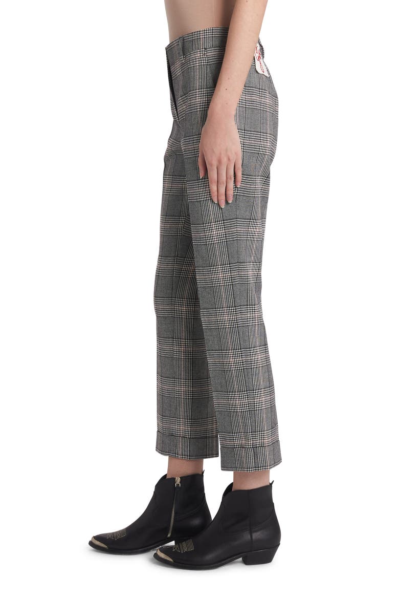 Daria Glen Plaid Virgin Wool Blend Cigarette Pants, Alternate, color, GREY/ BONE WHITE