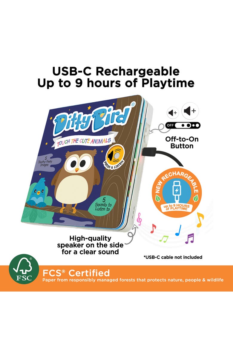 Ditty Bird Kids' Interactive Sensory Touch the Animal Sound Book, Alternate, color, Navy