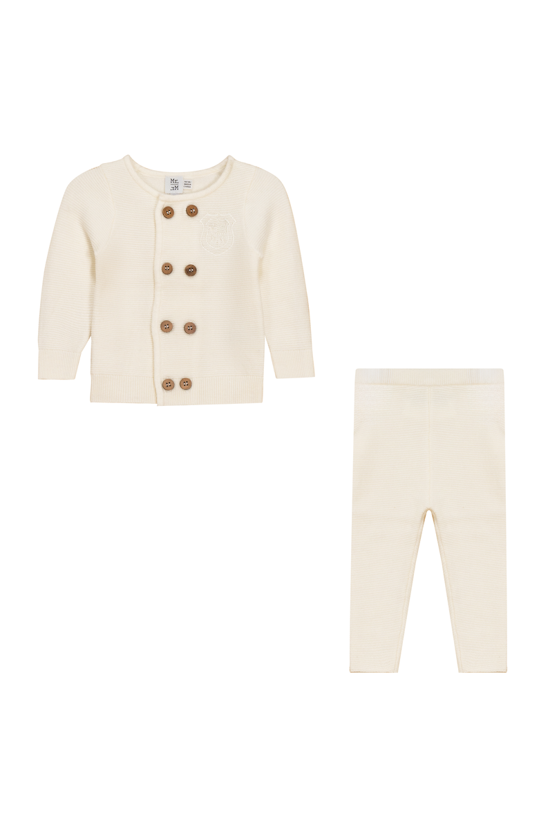 Mr. Mr. Crest Knitted 2 Piece Long Sleeve Top and Pants Set, Main, color, Cream