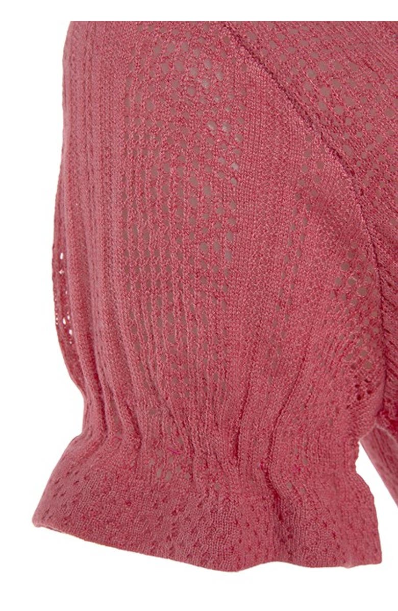 LASCANA Women's Short Sleeve Open Knit Top, Alternate, color, Berry